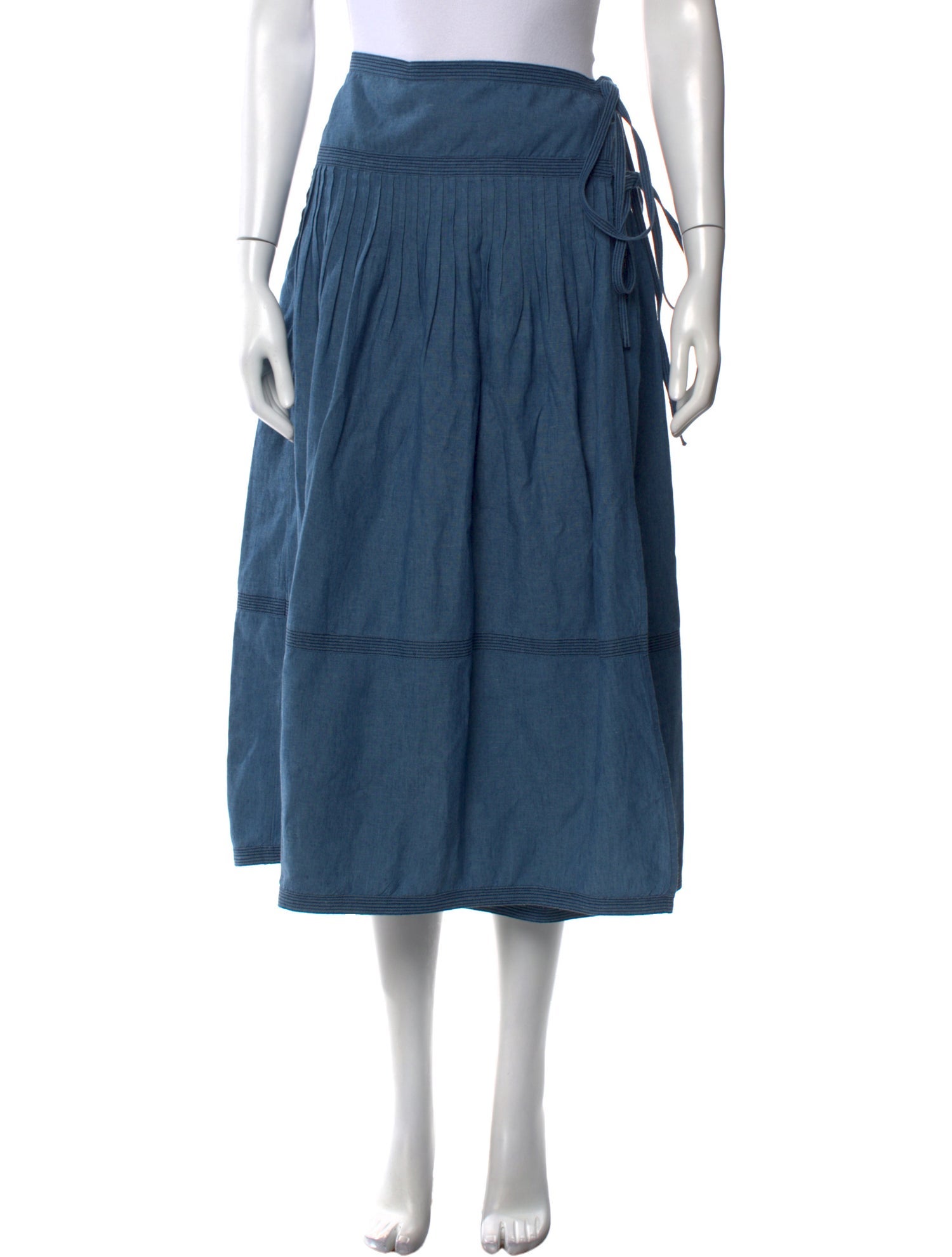 Tory Burch Pleated Accents Midi Length Skirt