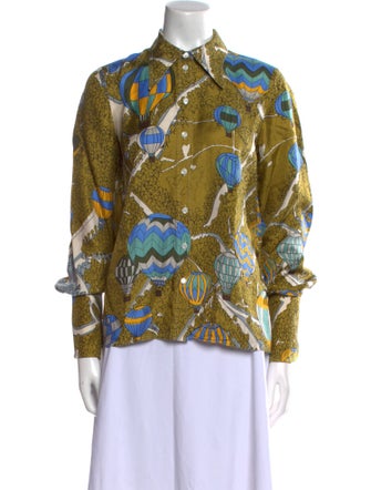 Tory Burch Silk Printed Button-Up Top