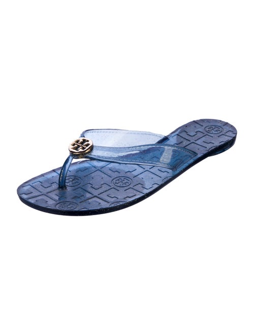 Tory Burch Animal Print Glitter Accents Flip Flops