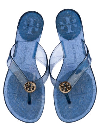Tory Burch Animal Print Glitter Accents Flip Flops