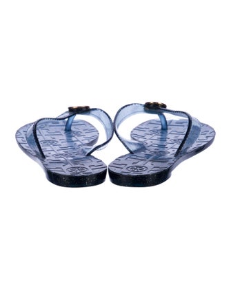 Tory Burch Animal Print Glitter Accents Flip Flops