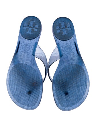 Tory Burch Animal Print Glitter Accents Flip Flops