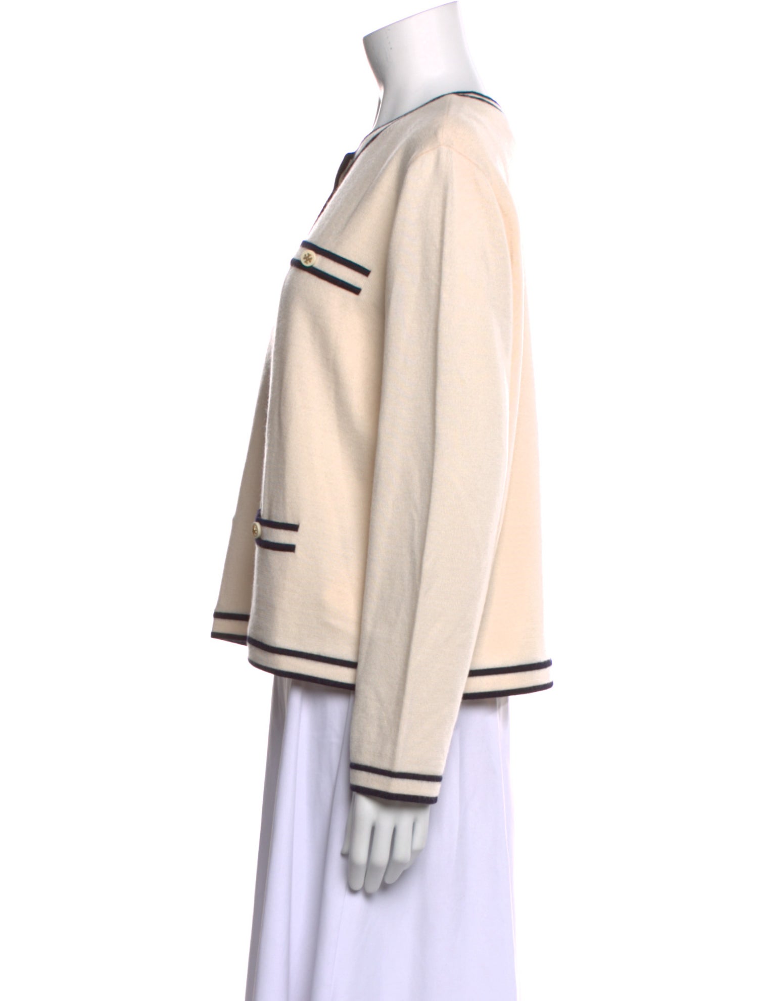 Tory Burch Merino Wool Colorblock Pattern Sweater