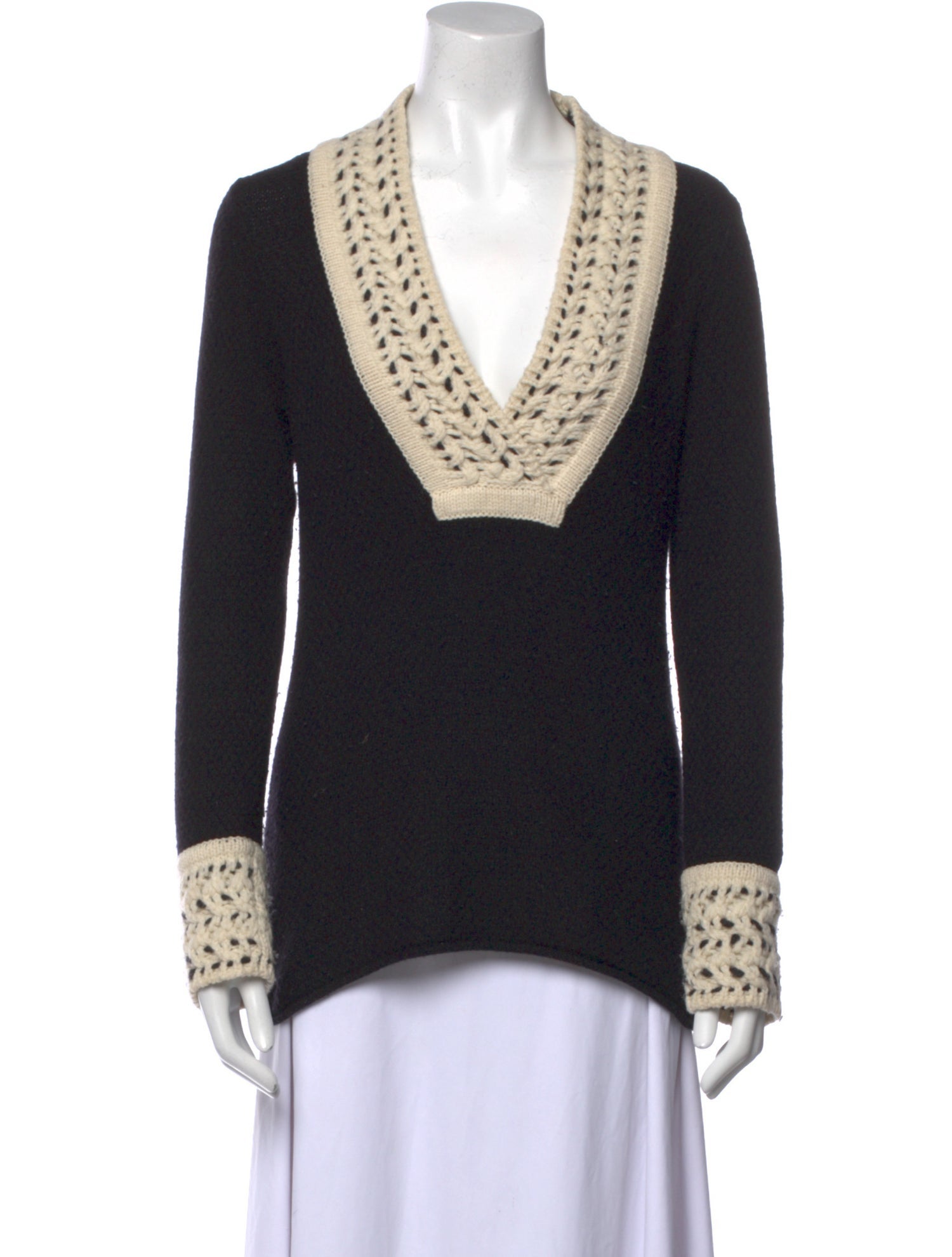 Tory Burch Cashmere Colorblock Pattern Sweater