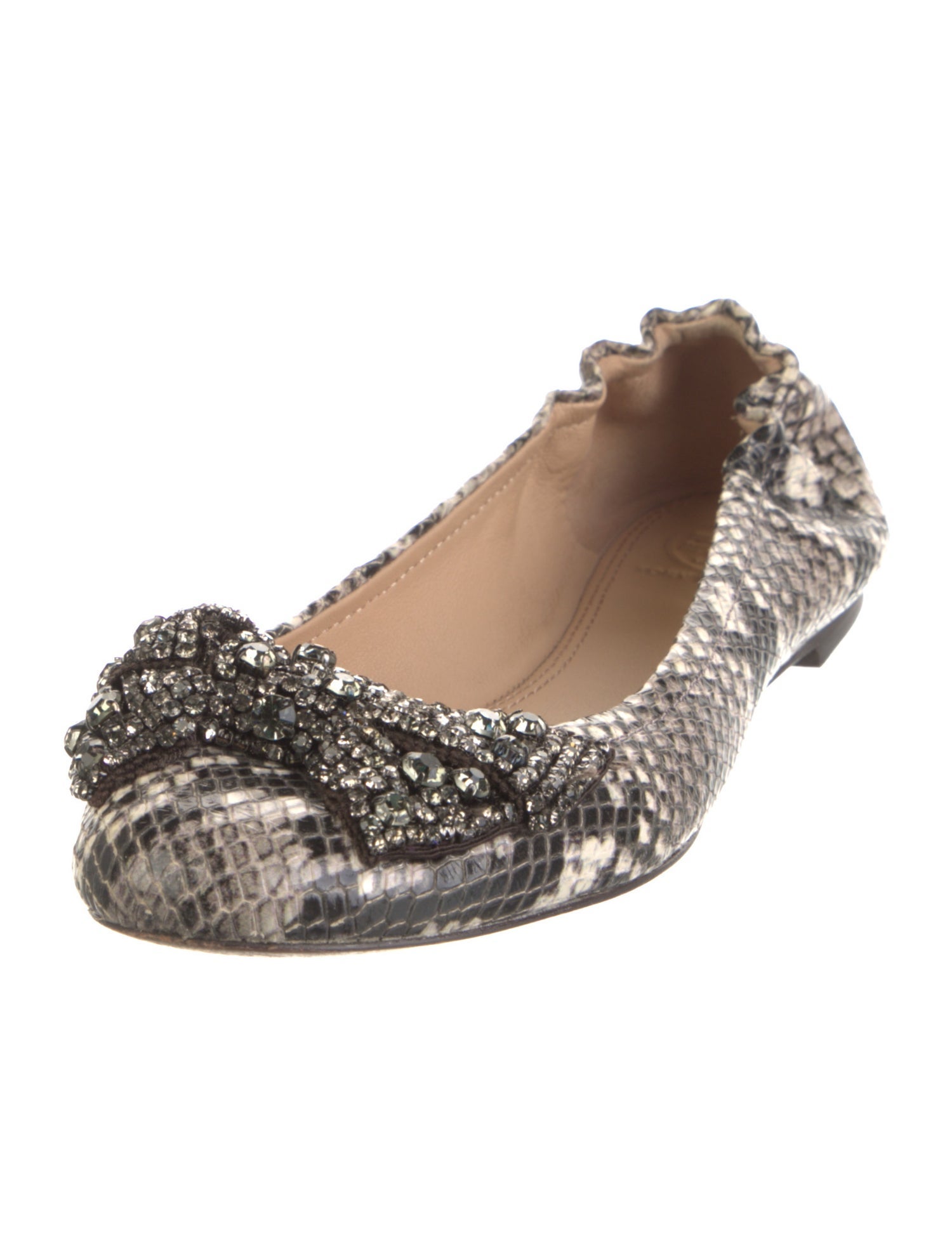 Tory Burch Leather Animal Print Ballet Flats