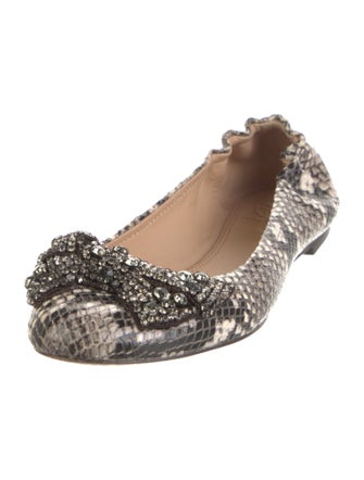 Tory Burch Leather Animal Print Ballet Flats