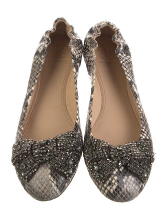 Tory Burch Leather Animal Print Ballet Flats