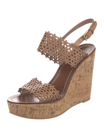 Tory Burch Leather Animal Print Slingback Sandals