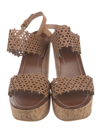 Tory Burch Leather Animal Print Slingback Sandals