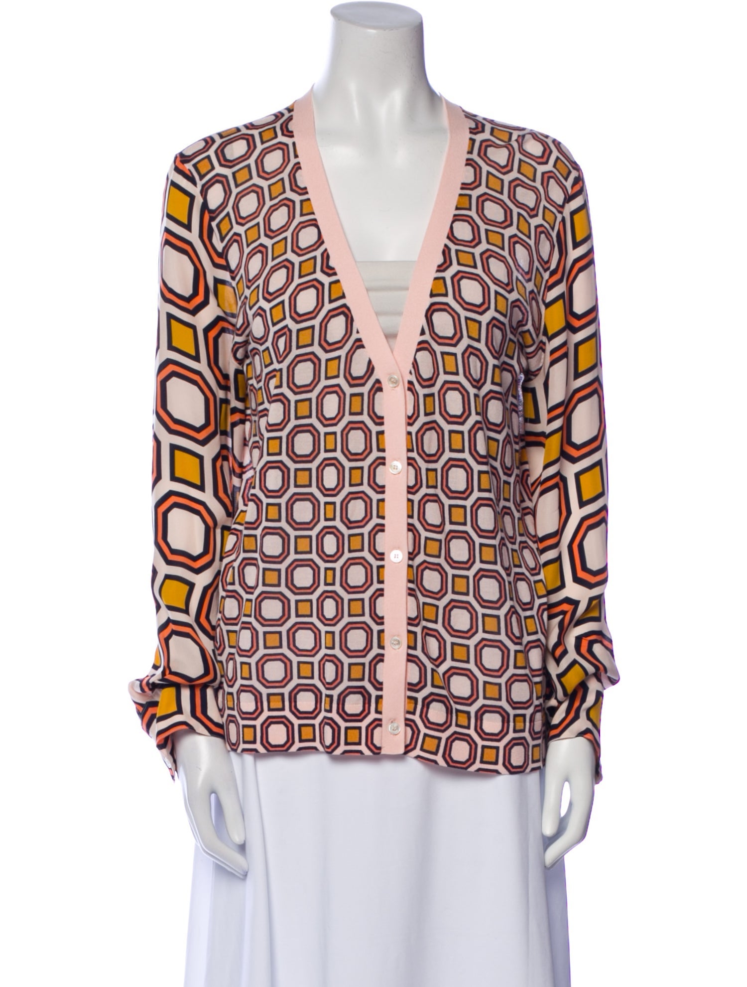 Tory Burch Printed V-Neck Sweater