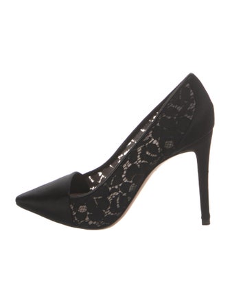 Tory Burch Satin Leather Trim Embellishment Pumps