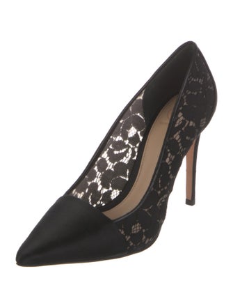 Tory Burch Satin Leather Trim Embellishment Pumps