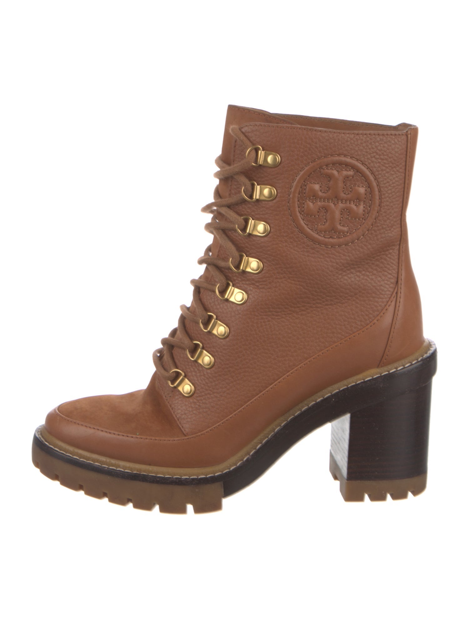 Tory Burch Leather Lace-Up Boots