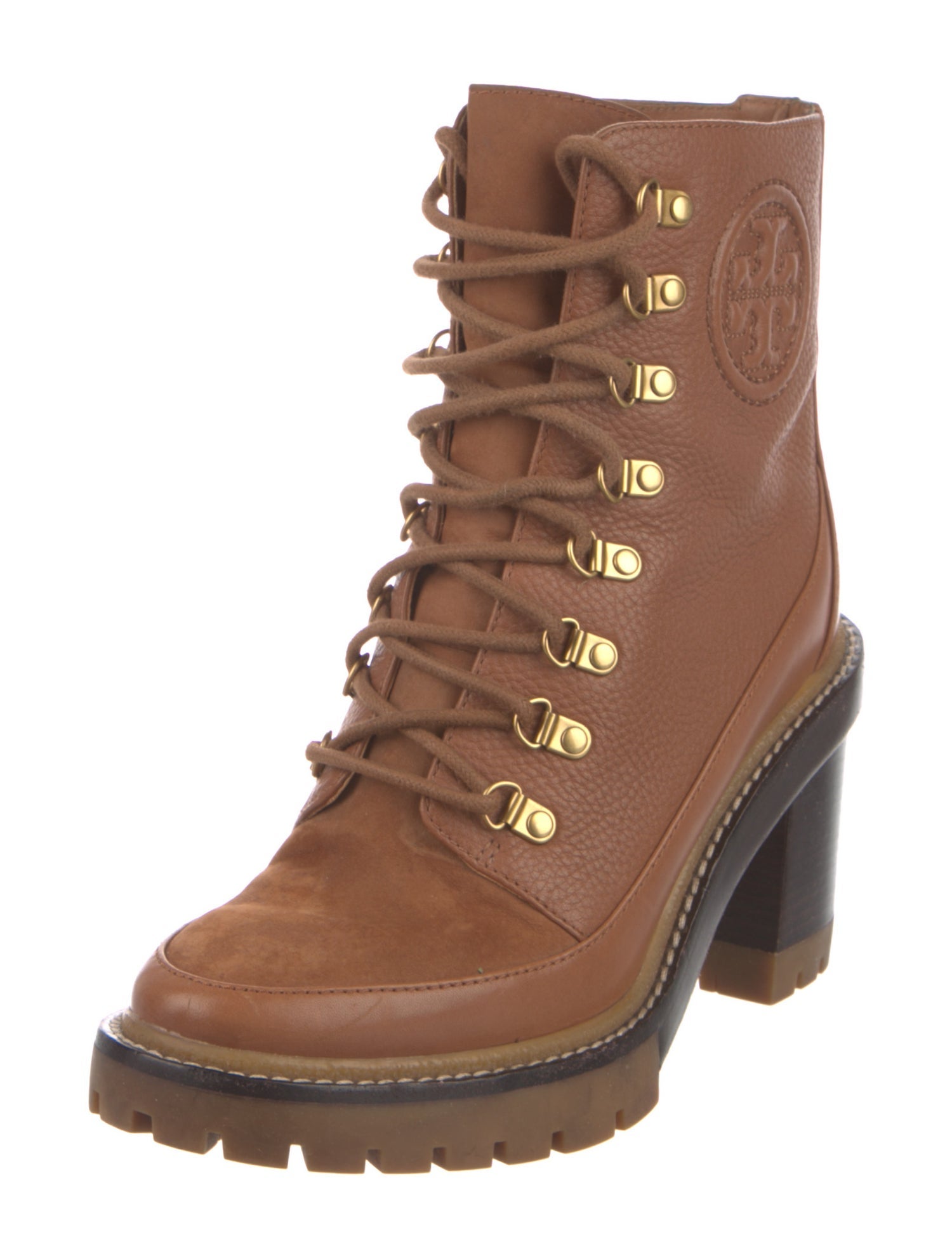 Tory Burch Leather Lace-Up Boots