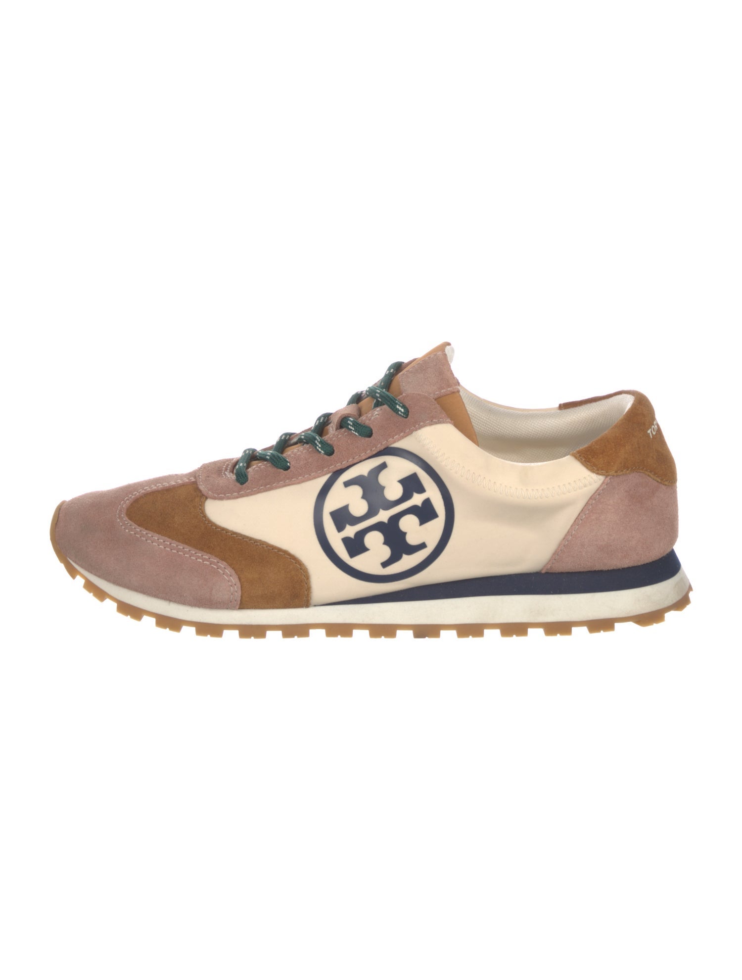 Tory Burch Suede Colorblock Pattern Sneakers