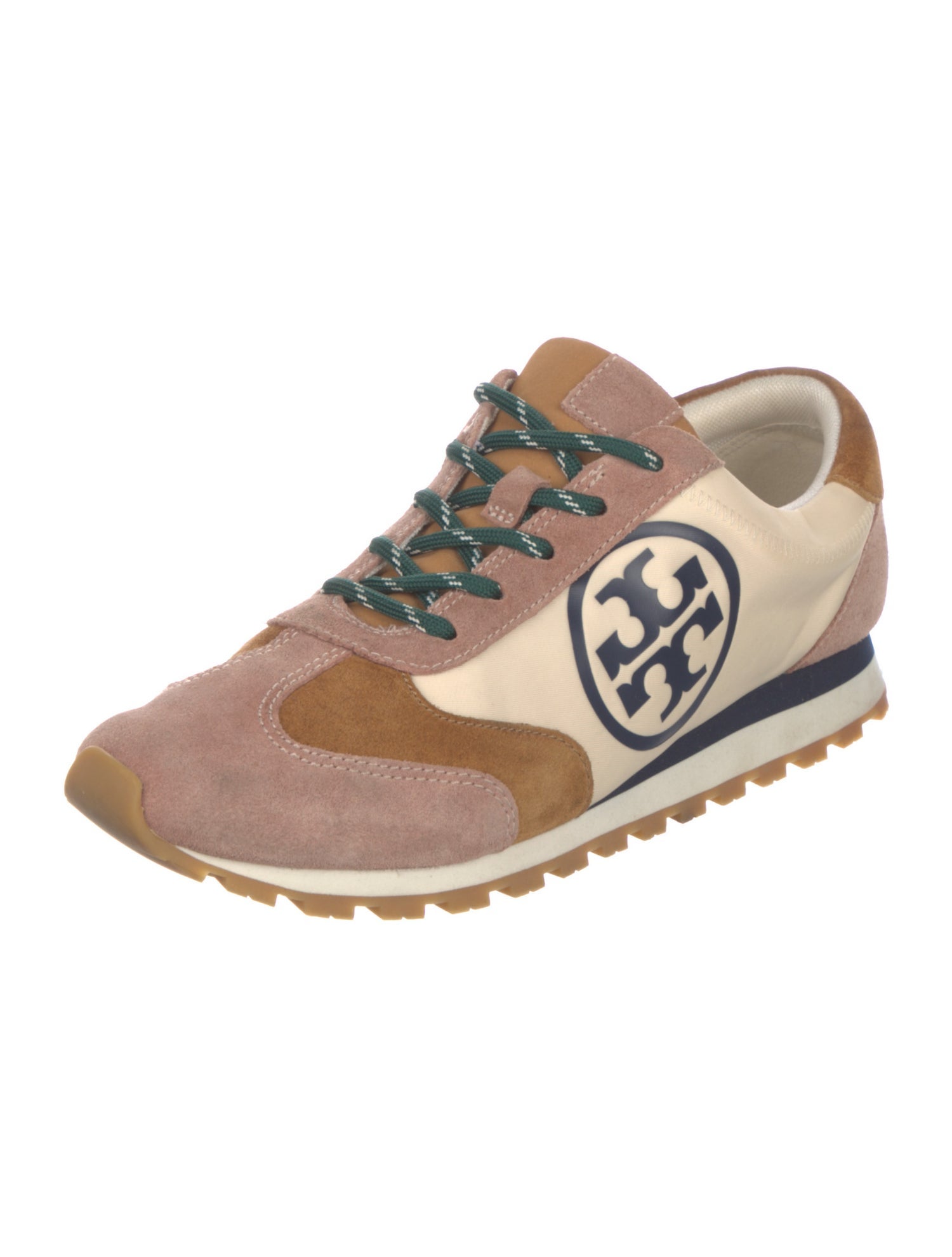 Tory Burch Suede Colorblock Pattern Sneakers