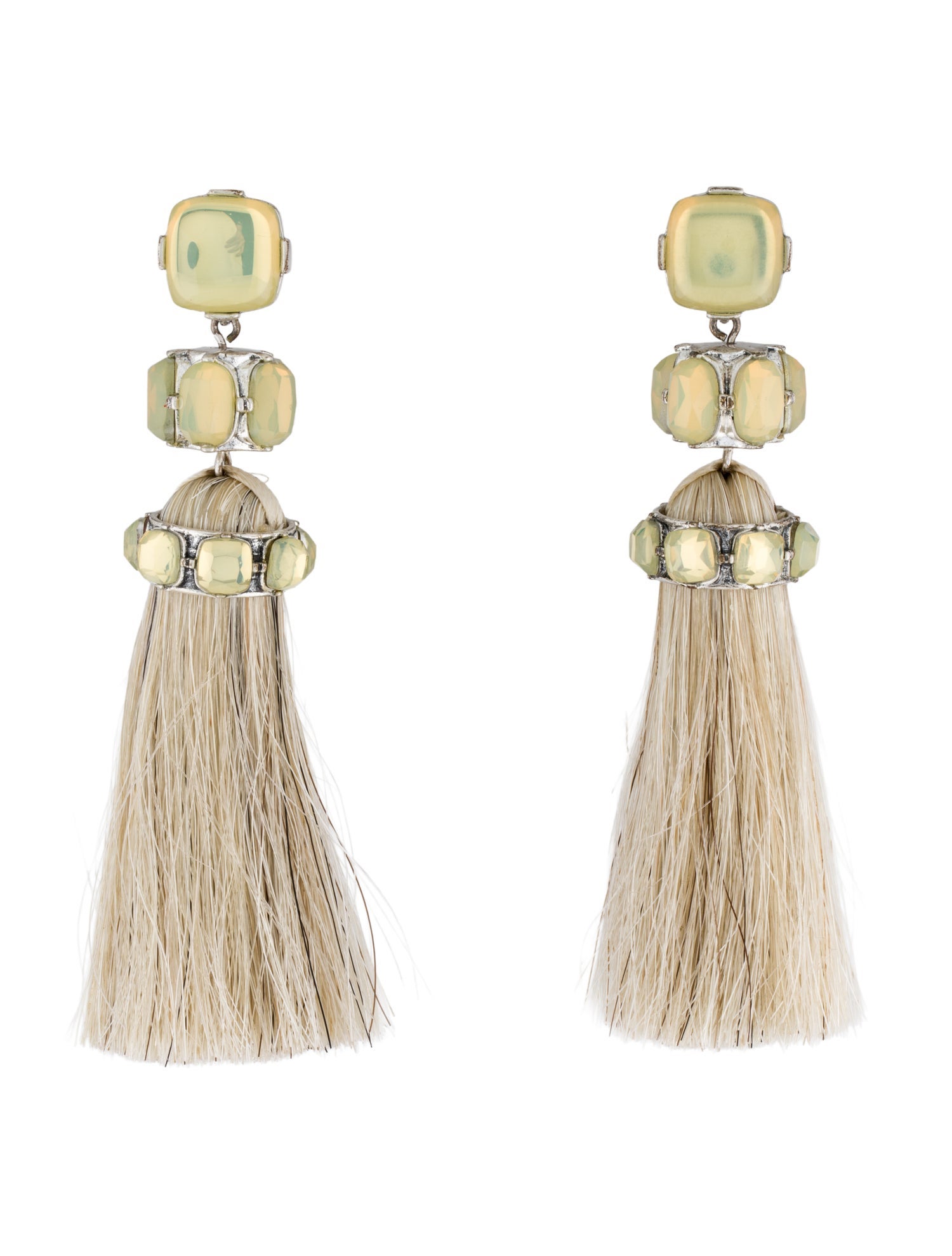 Tory Burch Crystal Moonstone Tassel Earrings