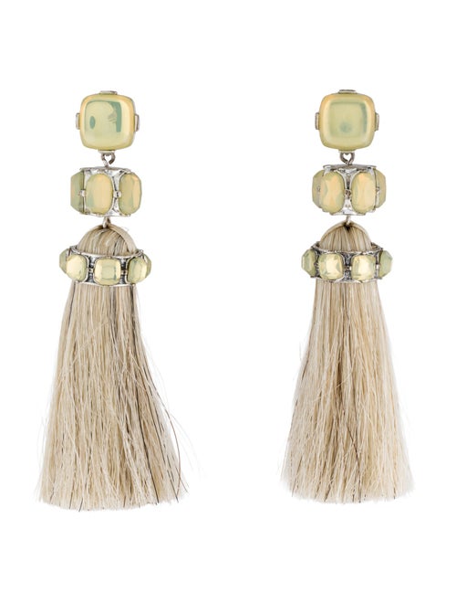 Tory Burch Crystal Moonstone Tassel Earrings