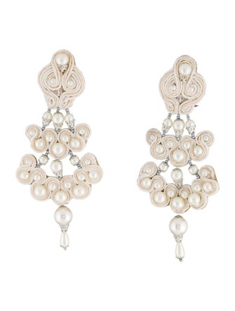 Tory Burch Faux Pearl & Bead Chandelier Earrings
