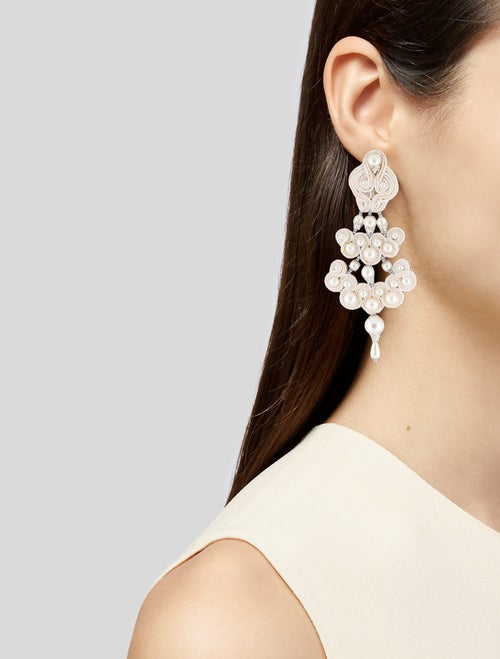 Tory Burch Faux Pearl & Bead Chandelier Earrings
