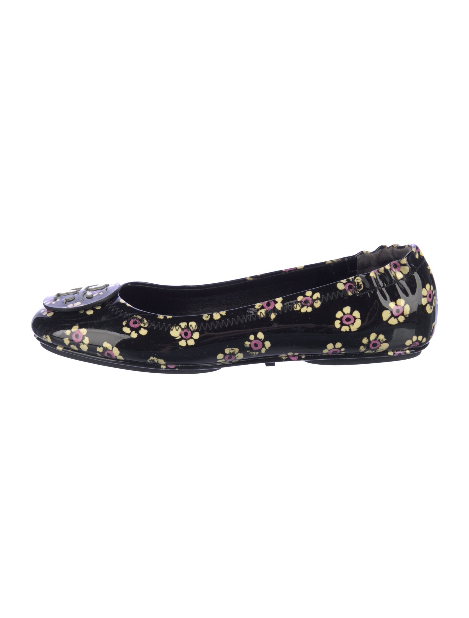 Tory Burch Patent Leather Floral Print Flats