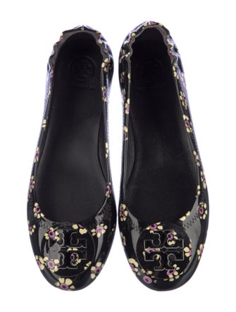 Tory Burch Patent Leather Floral Print Flats