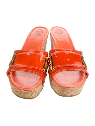 Tory Burch Patent Leather Printed Slides