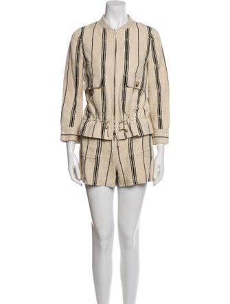 Tory Burch Silk Striped Short Set