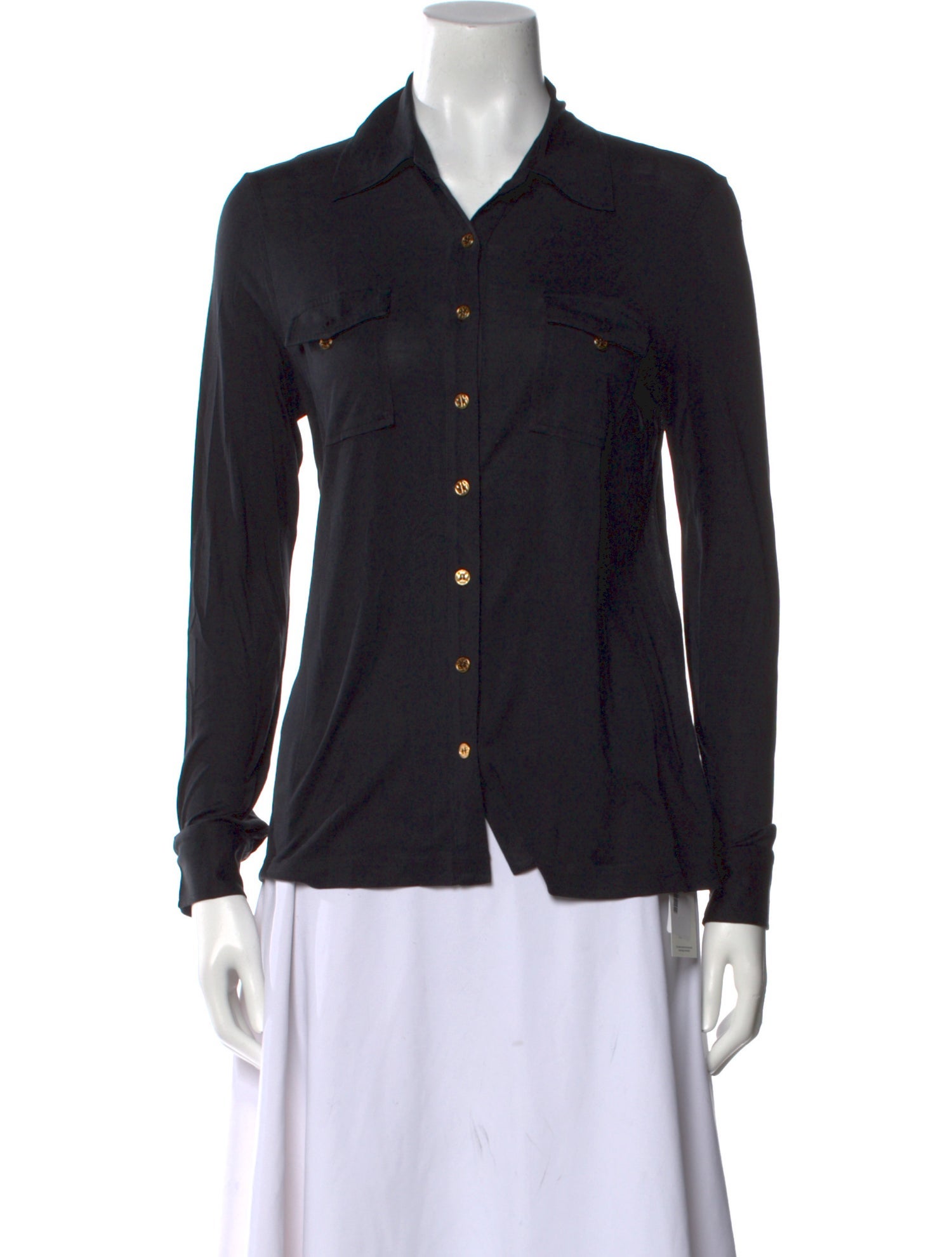 Tory Burch Silk Long Sleeve Button-Up Top
