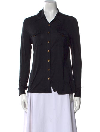 Tory Burch Silk Long Sleeve Button-Up Top