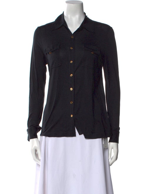 Tory Burch Silk Long Sleeve Button-Up Top