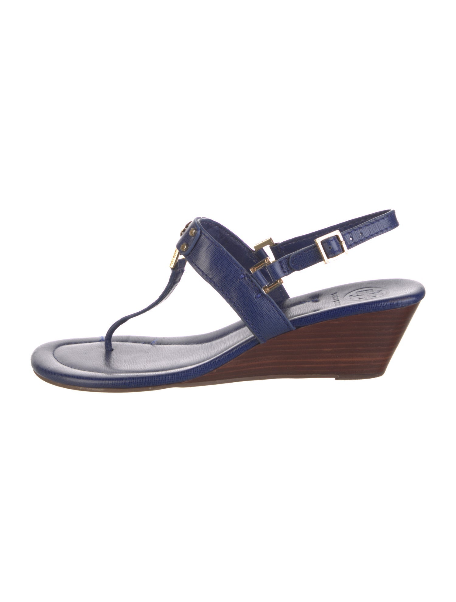 Tory Burch Embossed Leather T-Strap Sandals