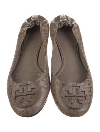 Tory Burch Leather Animal Print Ballet Flats