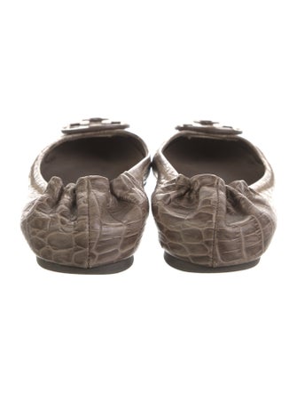 Tory Burch Leather Animal Print Ballet Flats