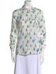 Tory Burch Printed Three-Quarter Sleeve Button-Up Top
