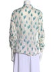 Tory Burch Printed Three-Quarter Sleeve Button-Up Top