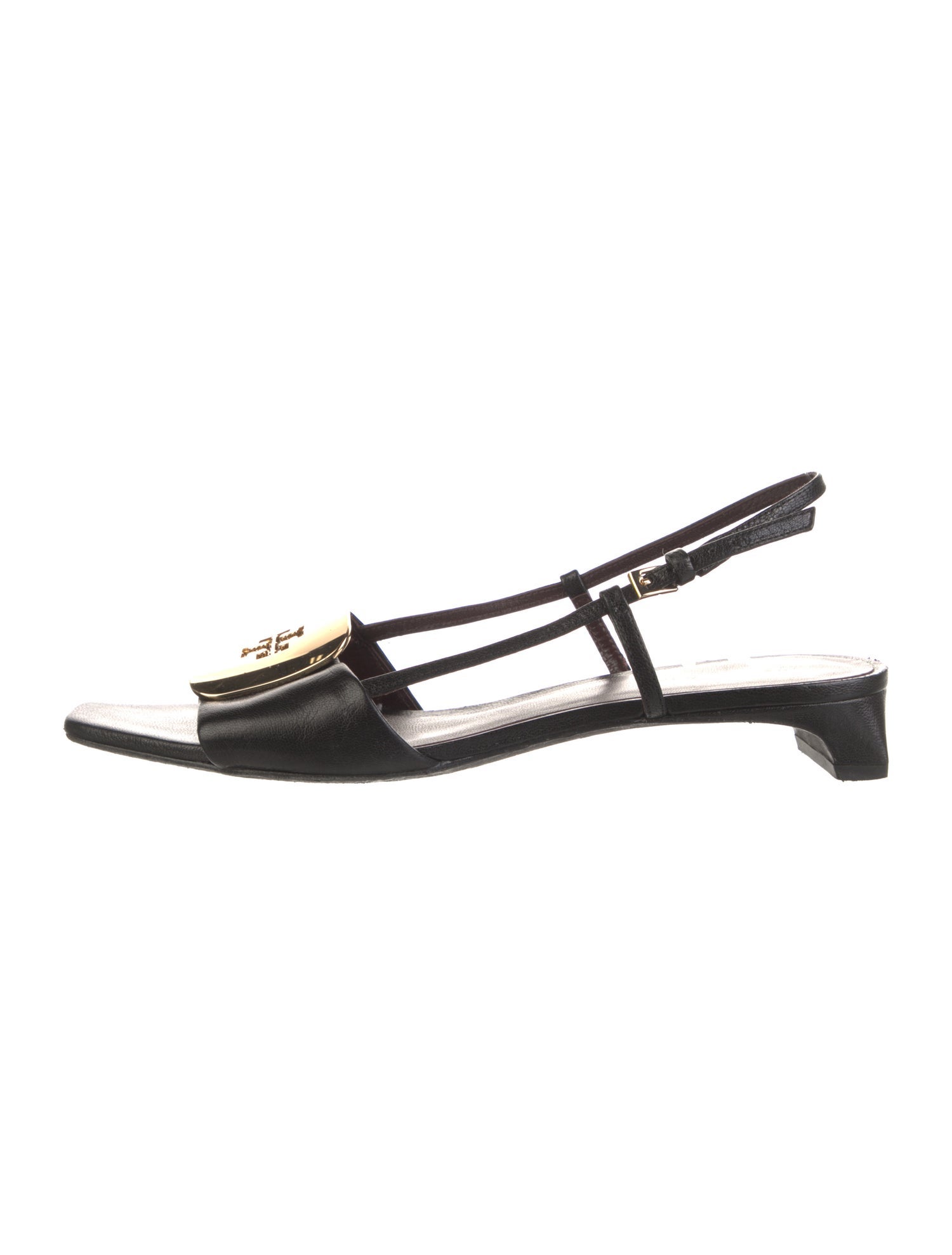 Tory Burch Signature Logo Leather Slingback Sandals