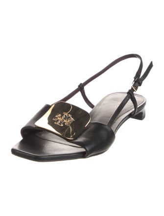 Tory Burch Signature Logo Leather Slingback Sandals
