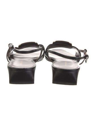 Tory Burch Signature Logo Leather Slingback Sandals