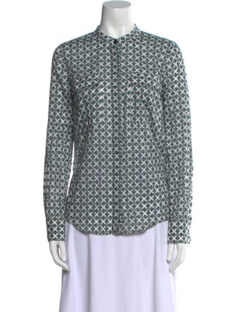Tory Burch Printed Mock Neck Button-Up Top