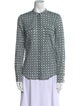 Tory Burch Printed Mock Neck Button-Up Top