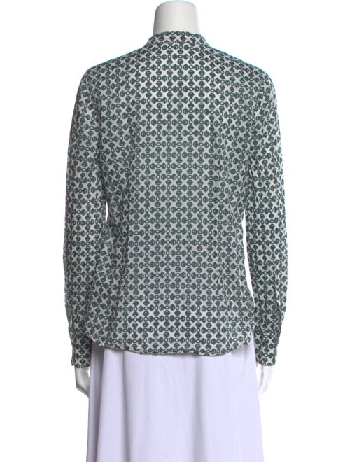 Tory Burch Printed Mock Neck Button-Up Top
