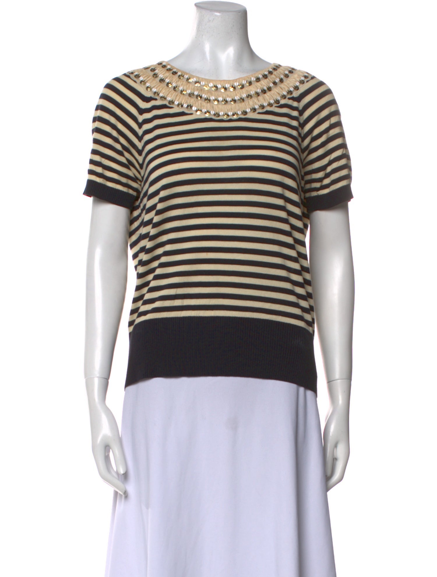 Tory Burch Striped Scoop Neck T-Shirt