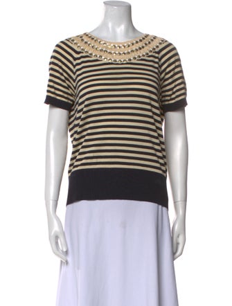 Tory Burch Striped Scoop Neck T-Shirt