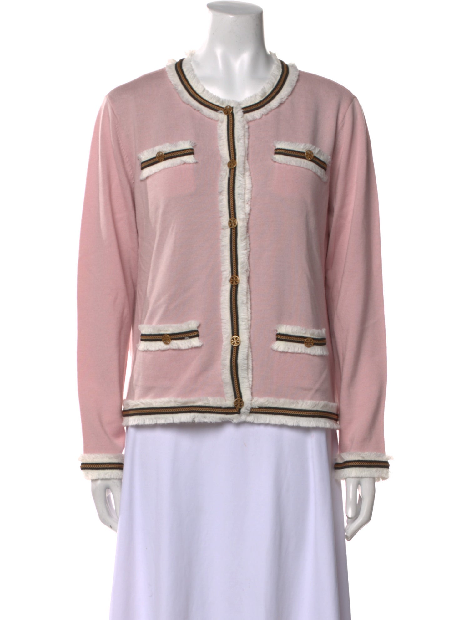 Tory Burch Merino Wool Colorblock Pattern Sweatshirt