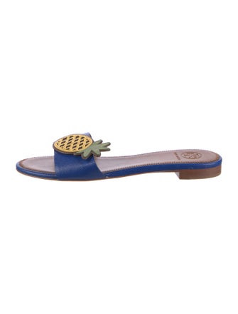 Tory Burch Leather Animal Print Slides