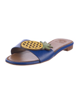 Tory Burch Leather Animal Print Slides