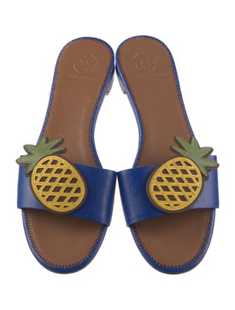 Tory Burch Leather Animal Print Slides
