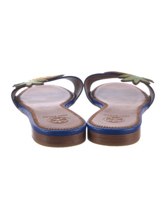 Tory Burch Leather Animal Print Slides