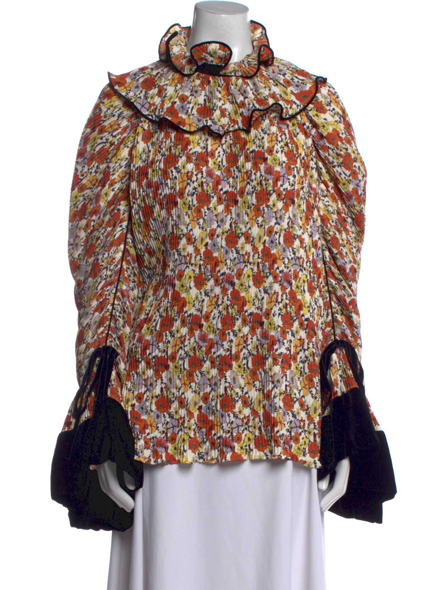 Tory Burch Floral Print Mock Neck Blouse